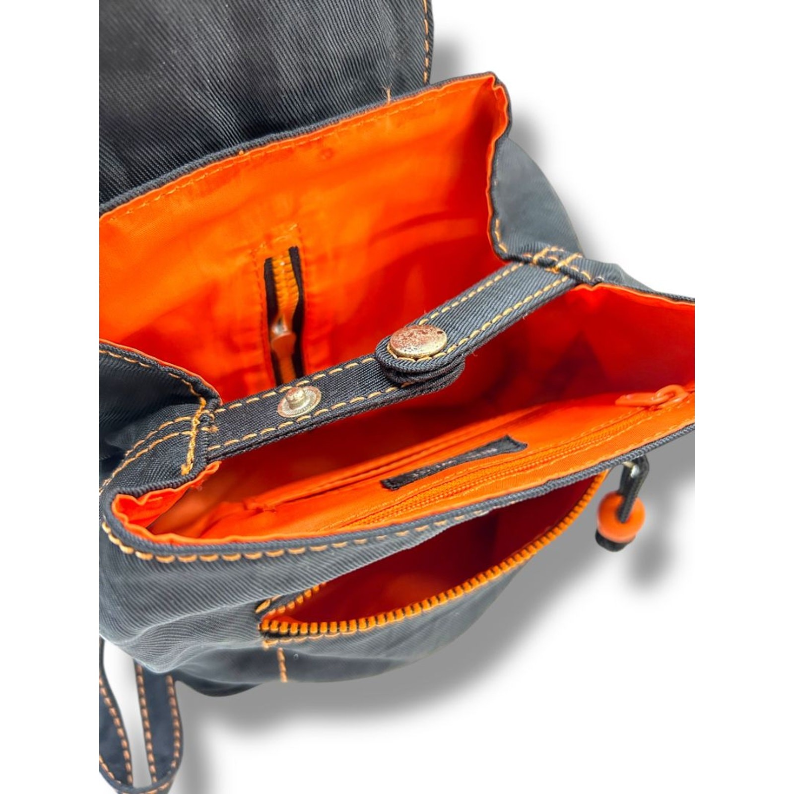Nine West Black Vinyl Mini Backpack Black Orange Trim