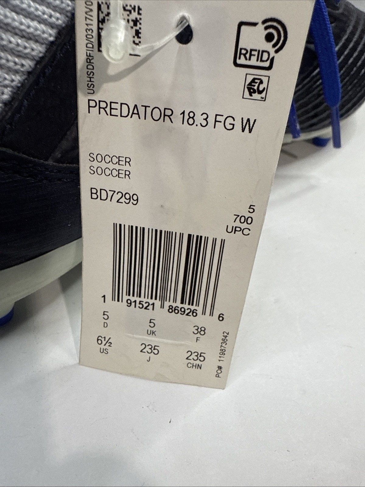 NWT Adidas Predator 18.3 FG W Soccer Shoes Size 6.5