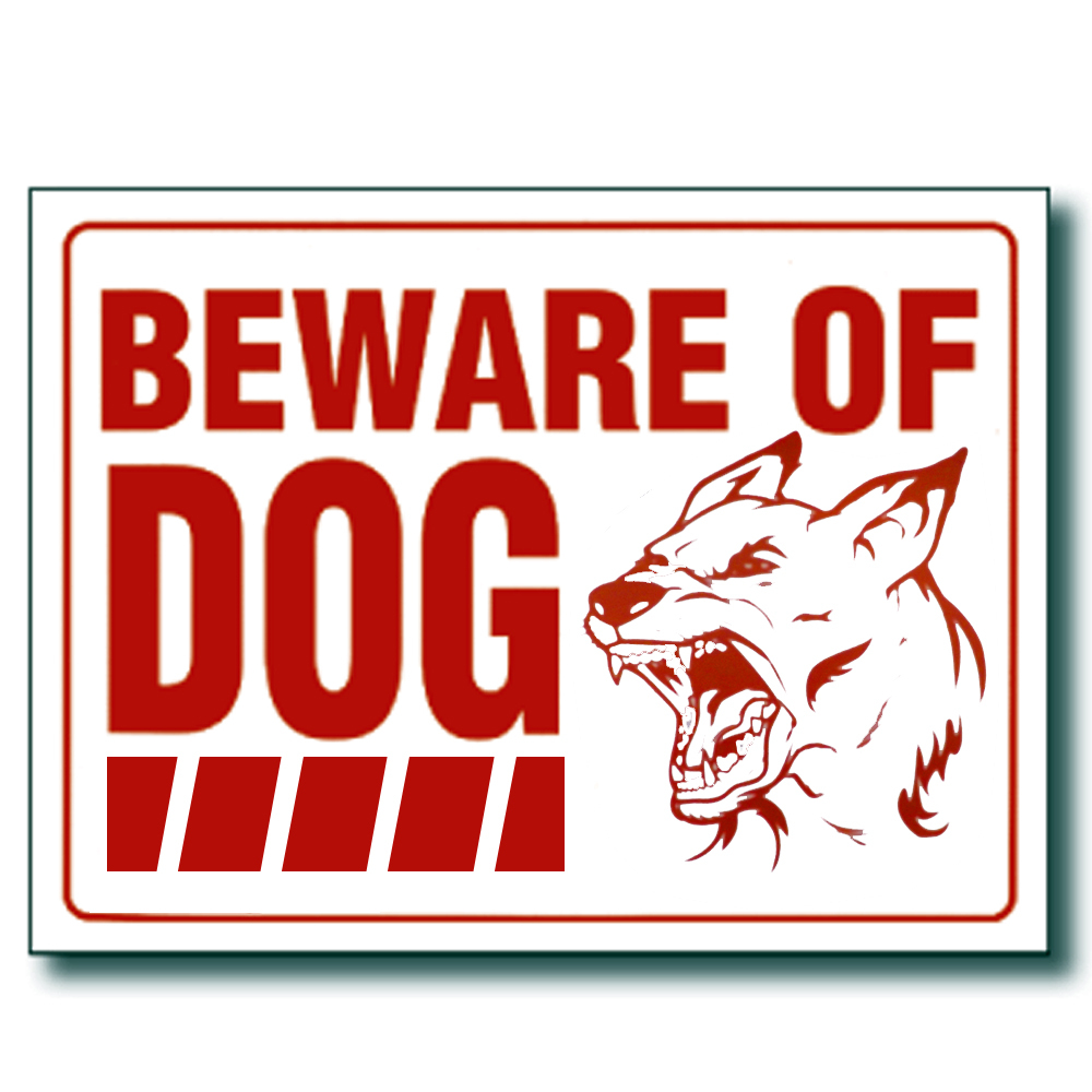 10 Pcs 9 x 12 Inch Red & White Flexible Plastic " Beware of Dog " Sign
