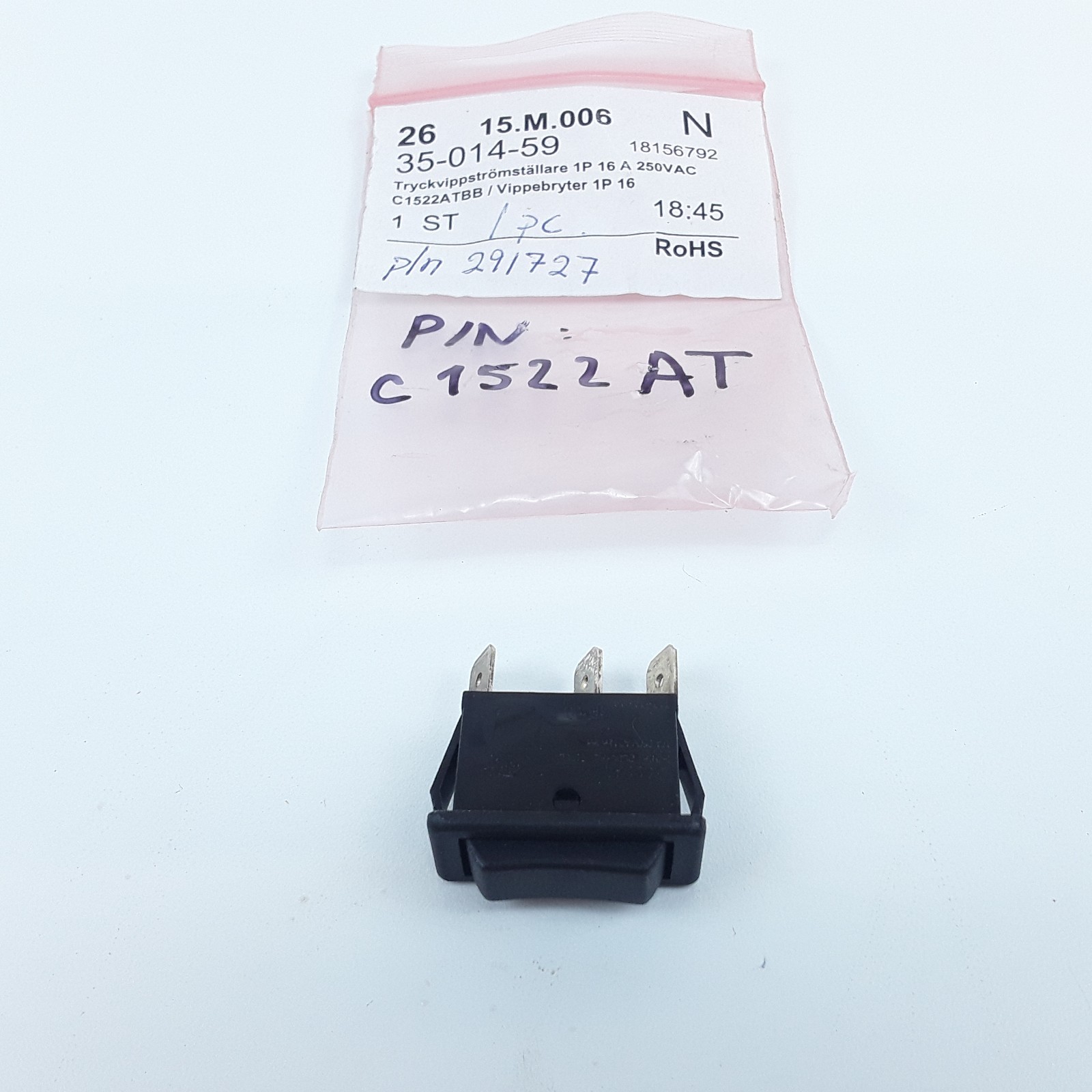 Svetruck 1522 Rocker Switch 16A 250VAC For Kalmar Water Dispensers Forklifts