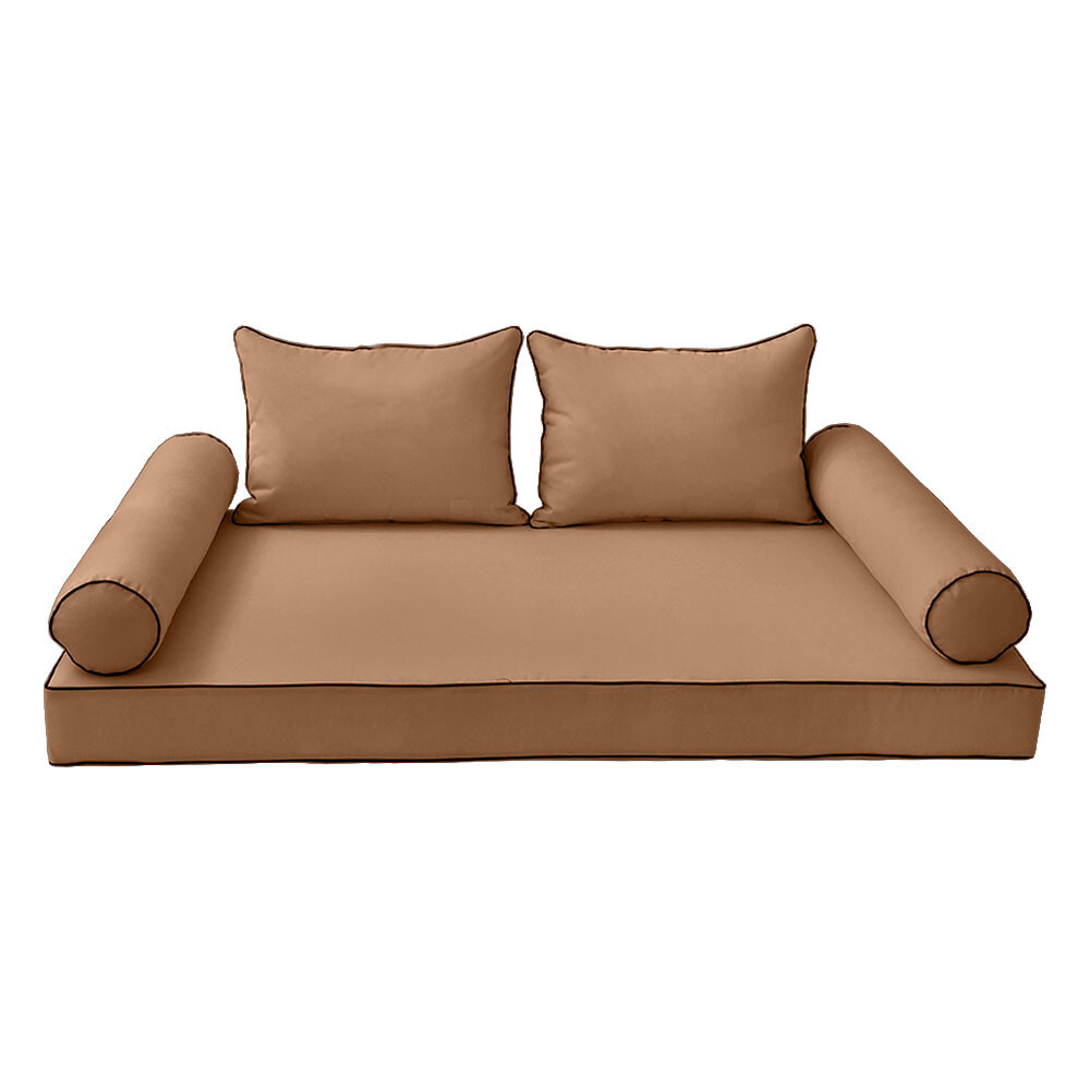 Style4 5PC Contrast Pipe Daybed Mattress Cushion Complete Set-Queen Size AD104