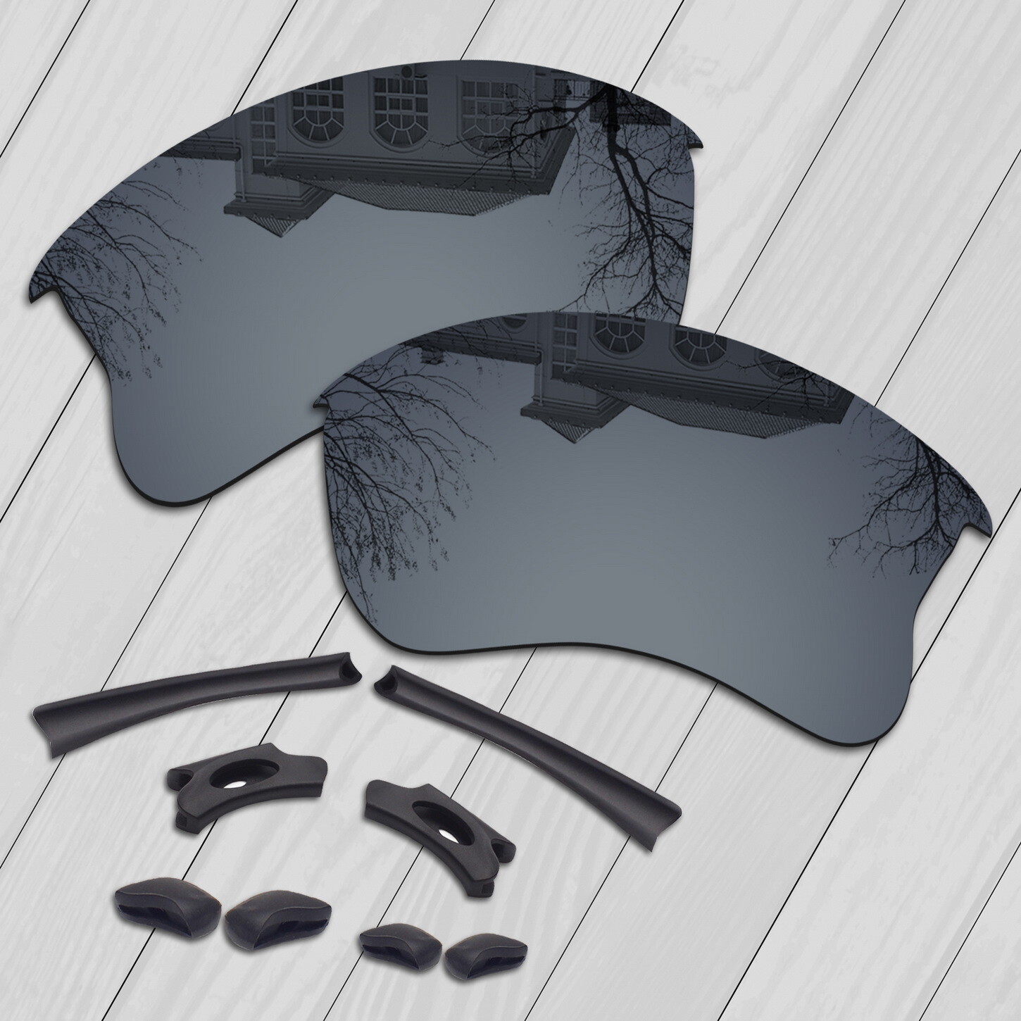 POLARIZED Replacement Lenses & Kit For-Oakley Flak Jacket XLJ - Black Chrome