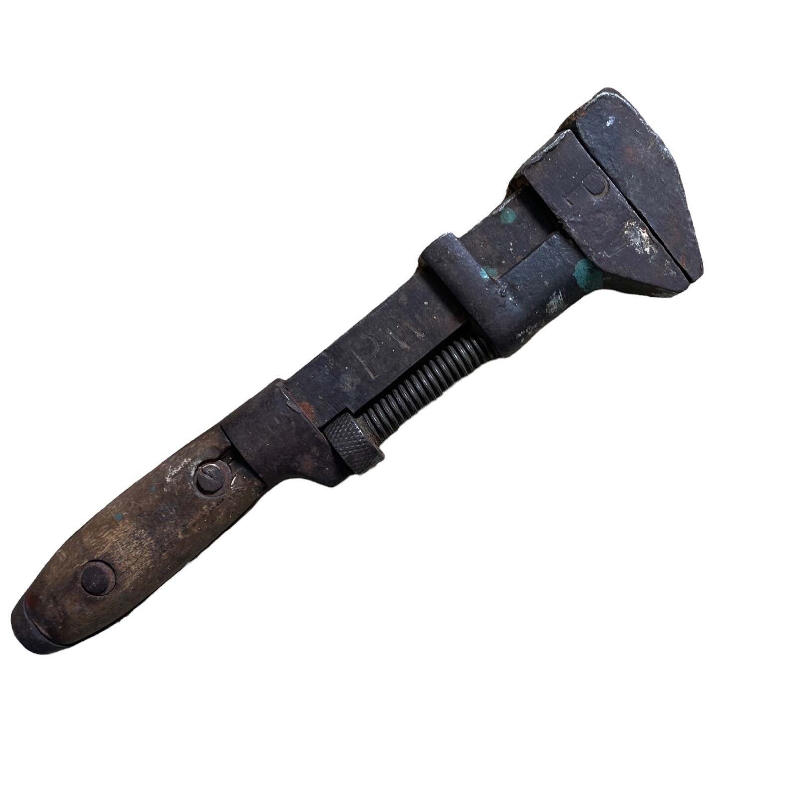 Vintage Wood Handle Monkey Wrench Adjustable 10 1/4" - Stronghole