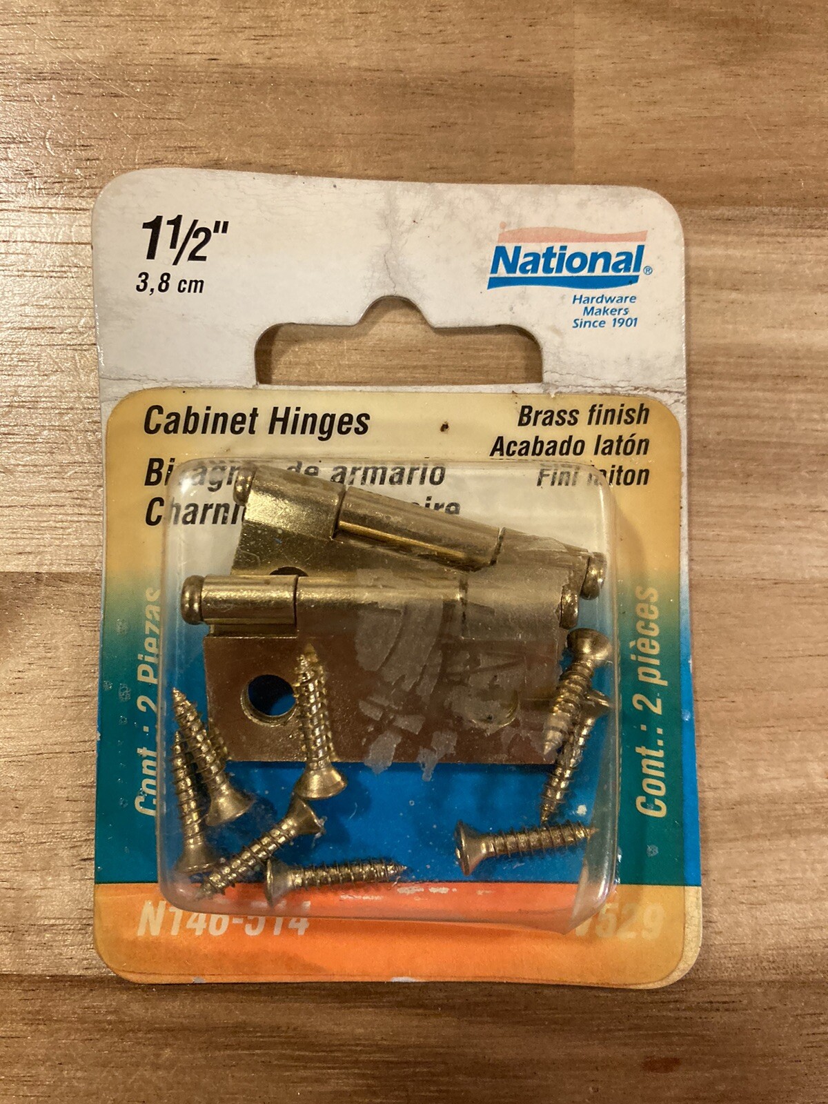 1-1/2" Polished Brass Finish Steel LOOSE PIN CABINET HINGES Sold by the pair