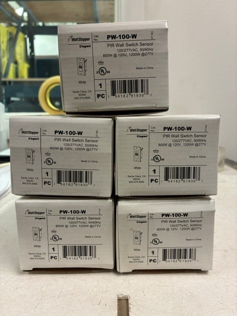 (Lot of 5)  Watt Stopper PW-100-W Legrand. PIR Wall Switch Sensor. Brand New