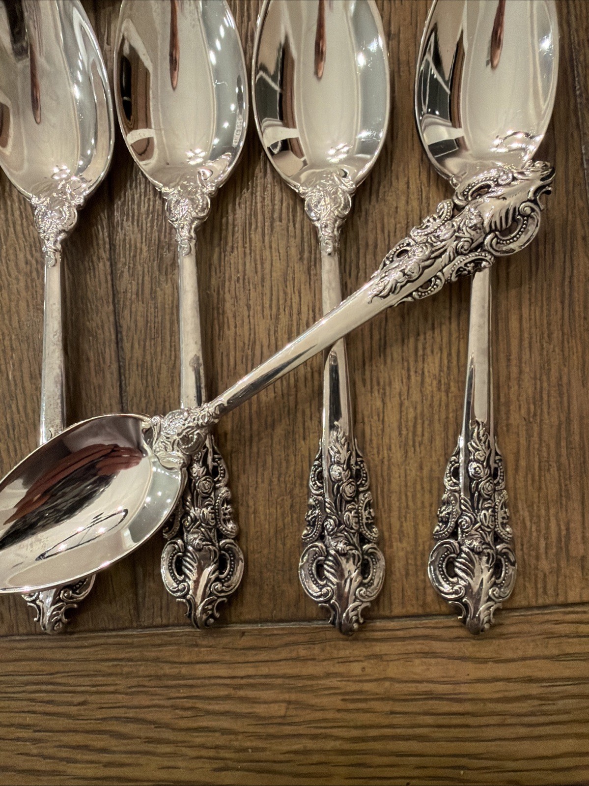 Godinger Baroque Silverplate Table Soup Spoons – Set of 8