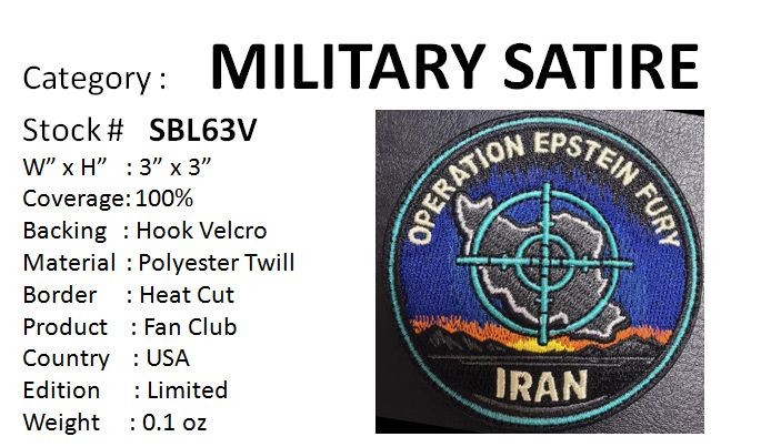 OPERATION EPSTEIN FURY PATCH - HOOK VEL KRO -  SBL63V