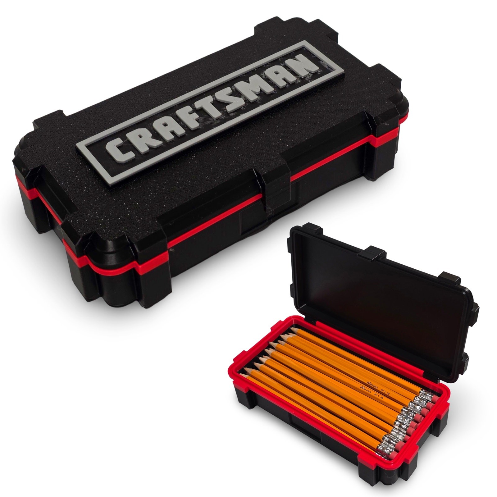 Craftsman Versastack Themed XL Pencil Box | Red & Black Modular Style