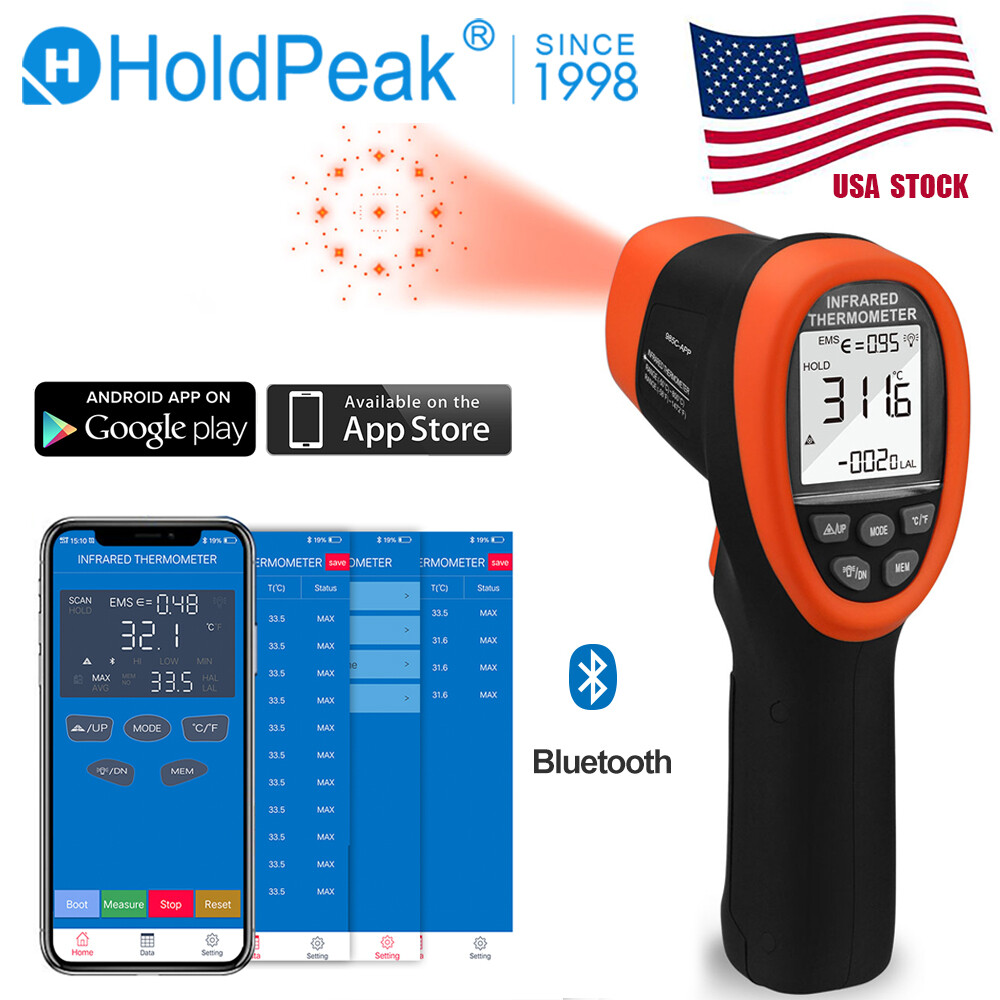 Infrared Thermometer -50-800℃ Temperature Gun Pyrometer Bluetooth APP for Phone