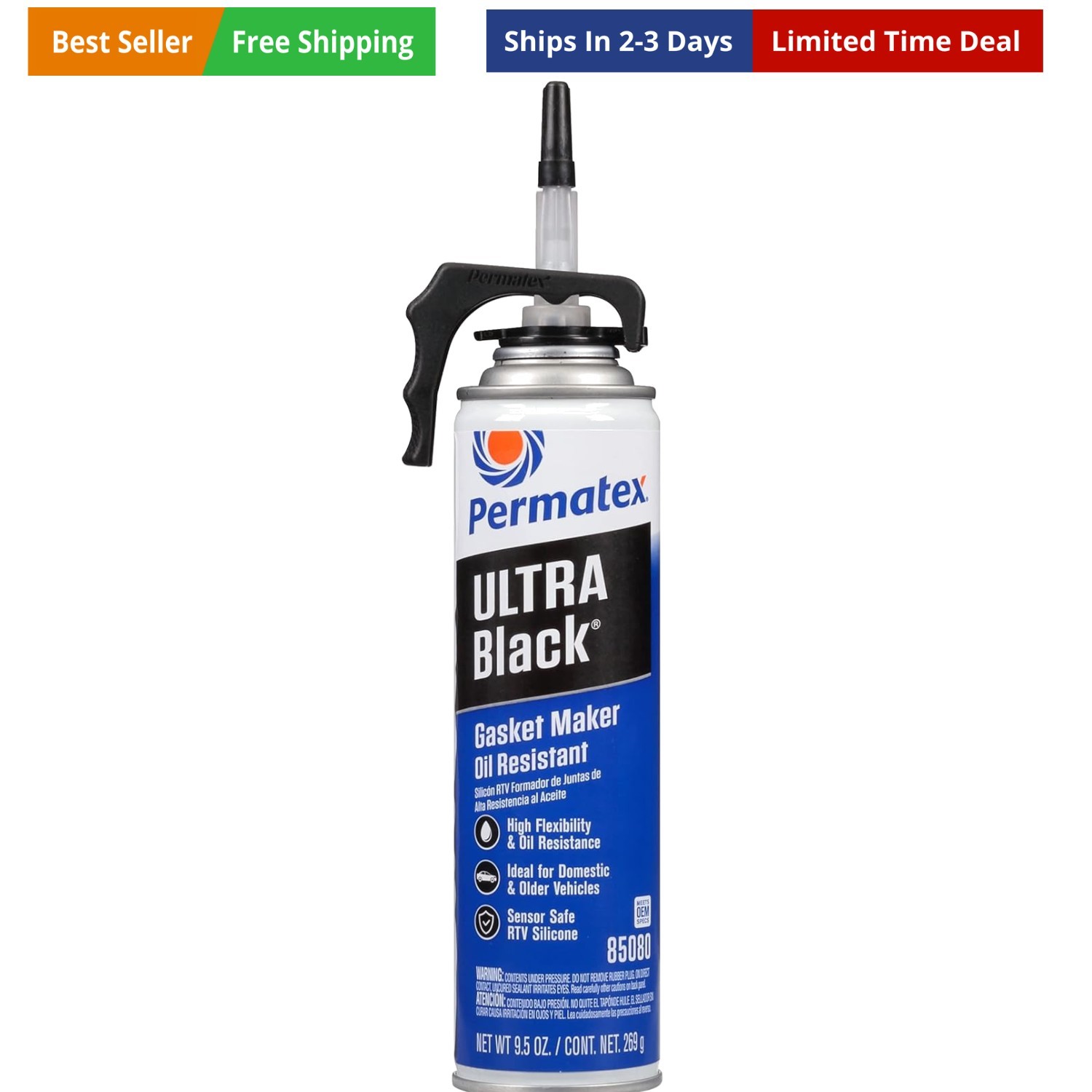 Ultra Black Maximum Oil Resistance RTV Silicone Gasket Maker, 9.5 oz. PowerBe...