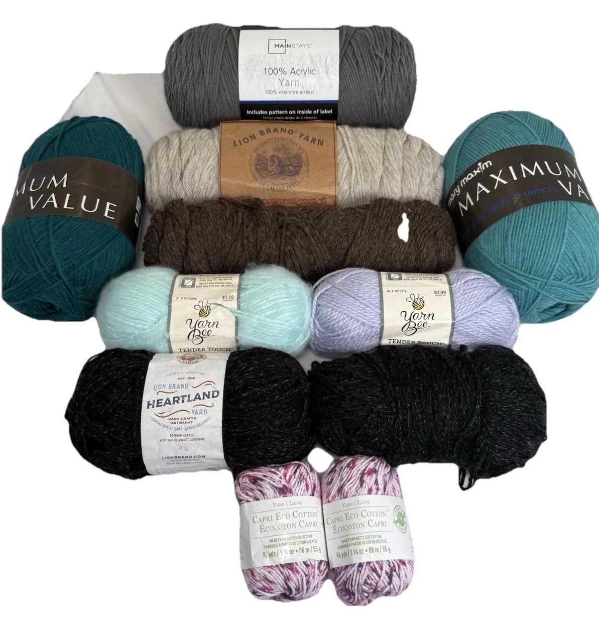 Yarn Bee Yarn Laine Lion Brand Mary Max Mixed Lot Colors & Brand 11 Yarn Skeins