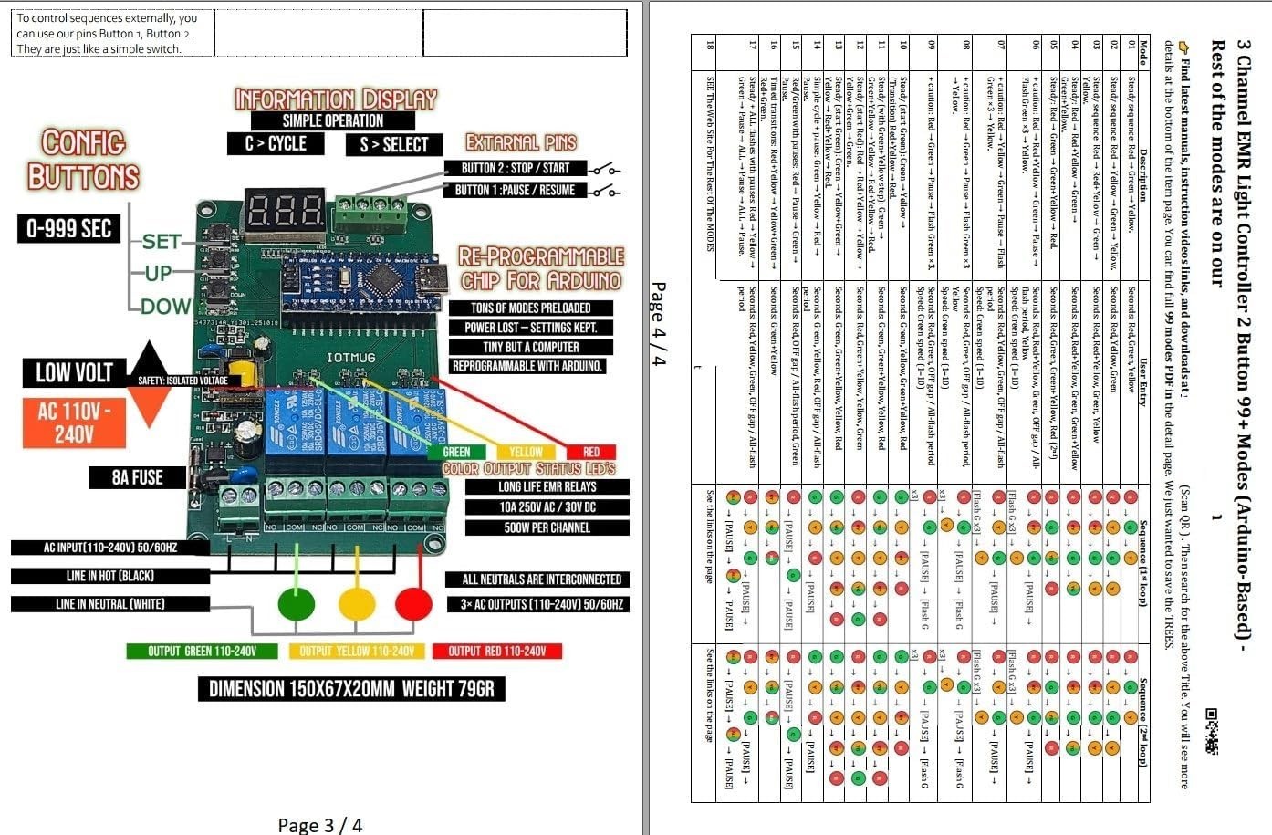 Arduino-Compatible Light Chaser Controller - 3 Way with Built-in LED Indicators