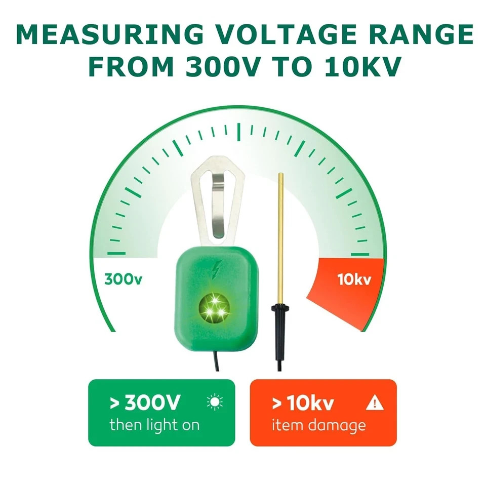 Electric Fence Tester with LED Indicator Lights - 300V to 10Kv Range | Detects E