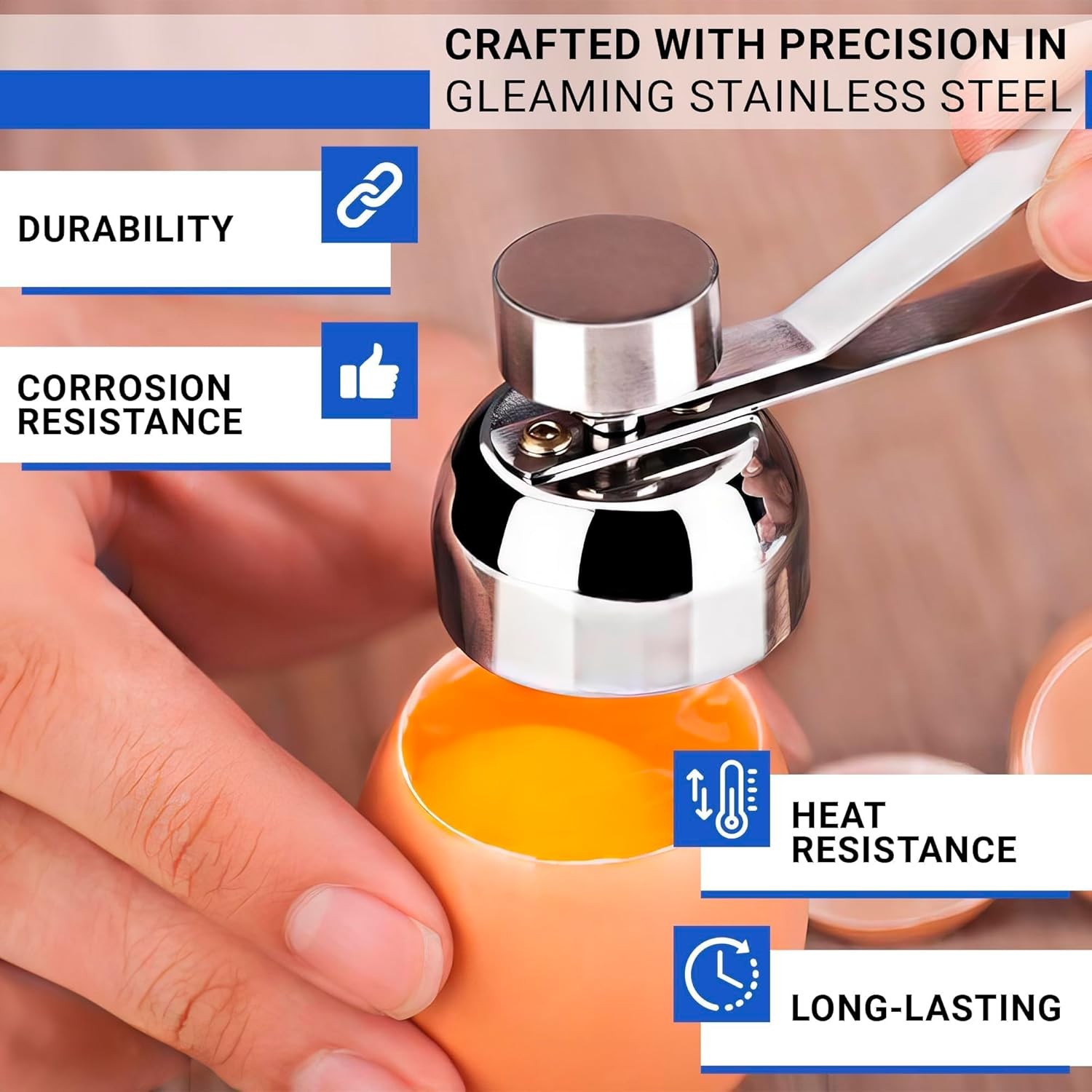 Egg Cracker Tool for Raw Eggs - Stainless Steel Shell Opener