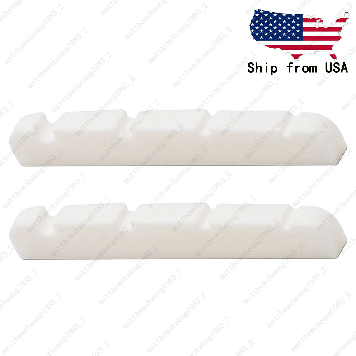 2x 1.65" / 42mm Bass Slotted Flat Bottom Bone Nut 4 String For MUSTANG P Bass