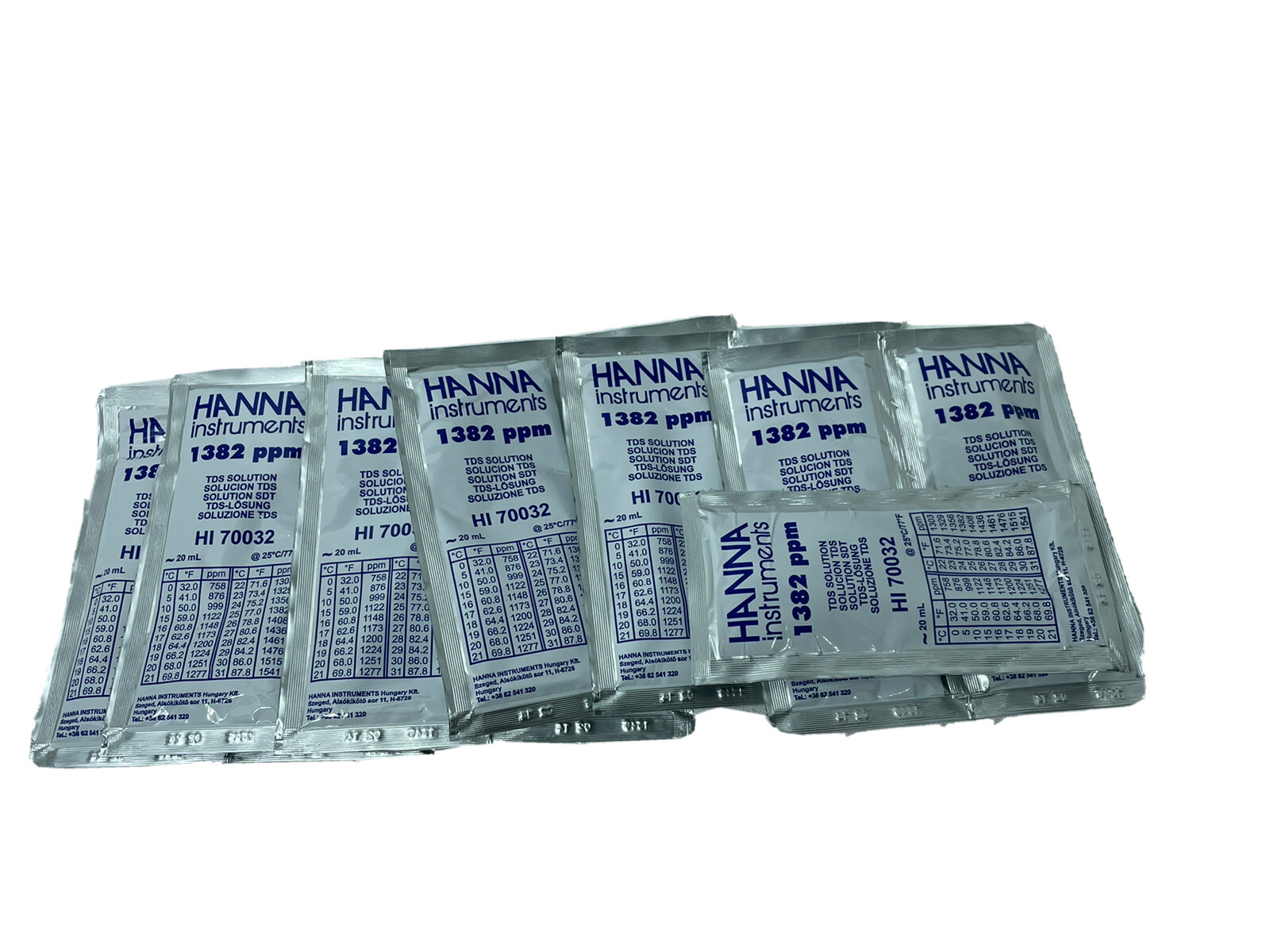 Lot of 13 each Hanna Instruments 1382ppm TDS Solution Sachets HI70032 Lot of 13