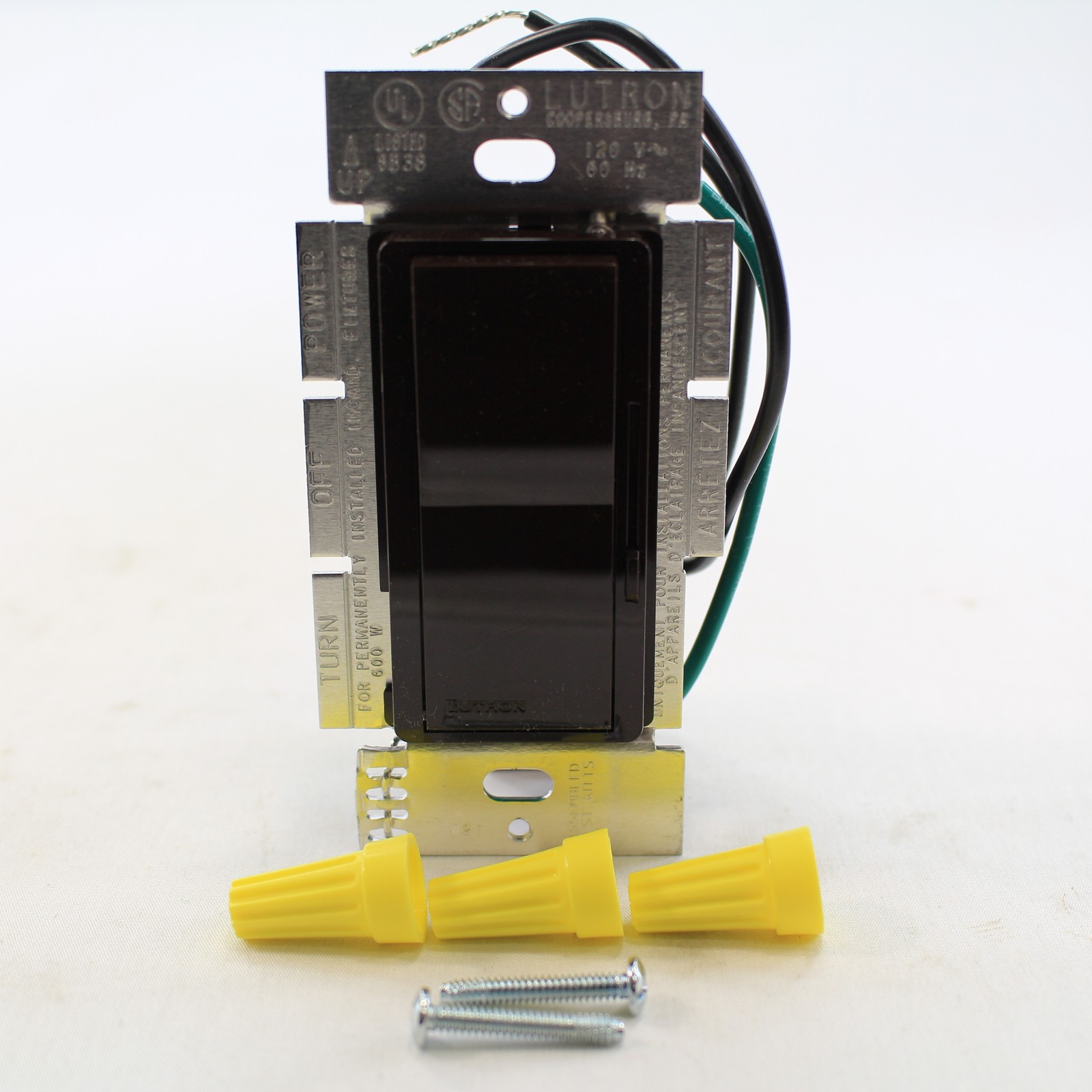Lutron Brown Diva Single Pole Rocker Switch Slide Dimmer 120V 600W DV-600P-BR