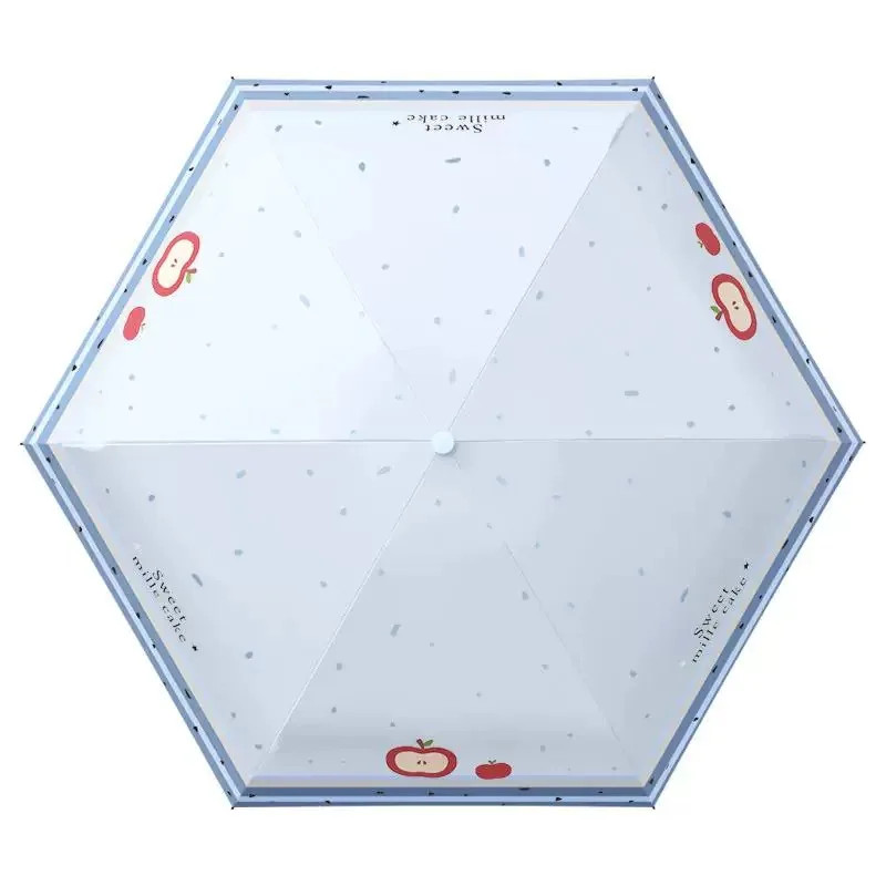 Mini Foldable Fruit Pattern Umbrella UV Resistant Heart-Shaped Handle Sunshade R