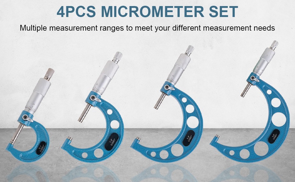 0-4"/0.0001" Outside Micrometer Set Premium Machinist Tool Precision Carbide Tip
