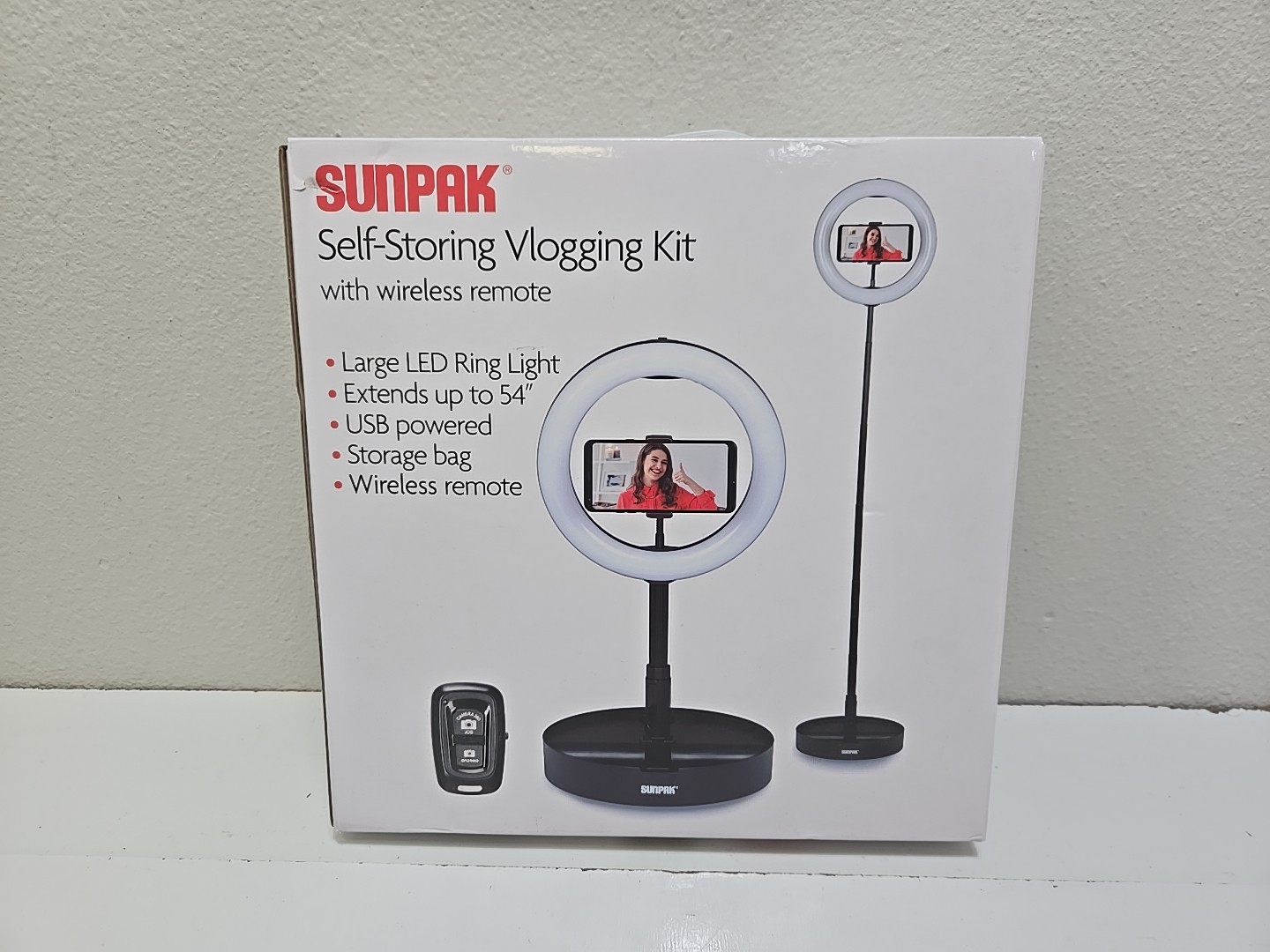 GENUINE Sunpak Self Storing Vlogging Kit VGC-LED128-11RL OEM *LOOK*