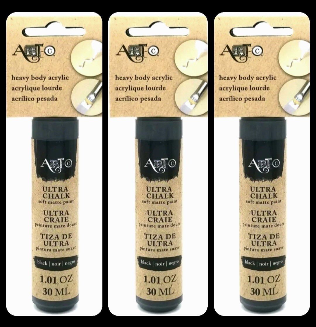 Momenta Art-C Acrylic Paint - Matte Black - Heavy Body Ultra Chalk  3 X 30ML