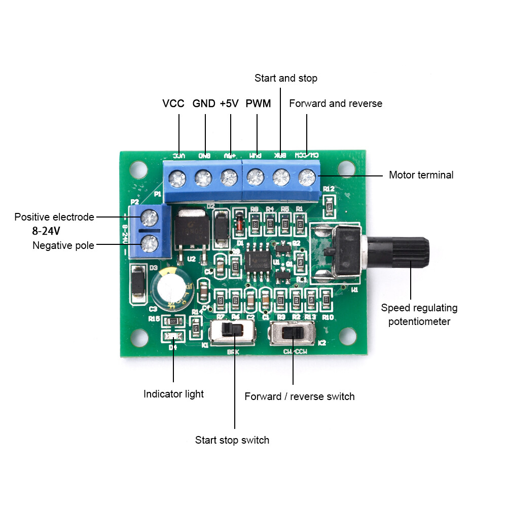 DC 8-24V Brushless Motor Speed Controller PWM Speed Control board With Driver