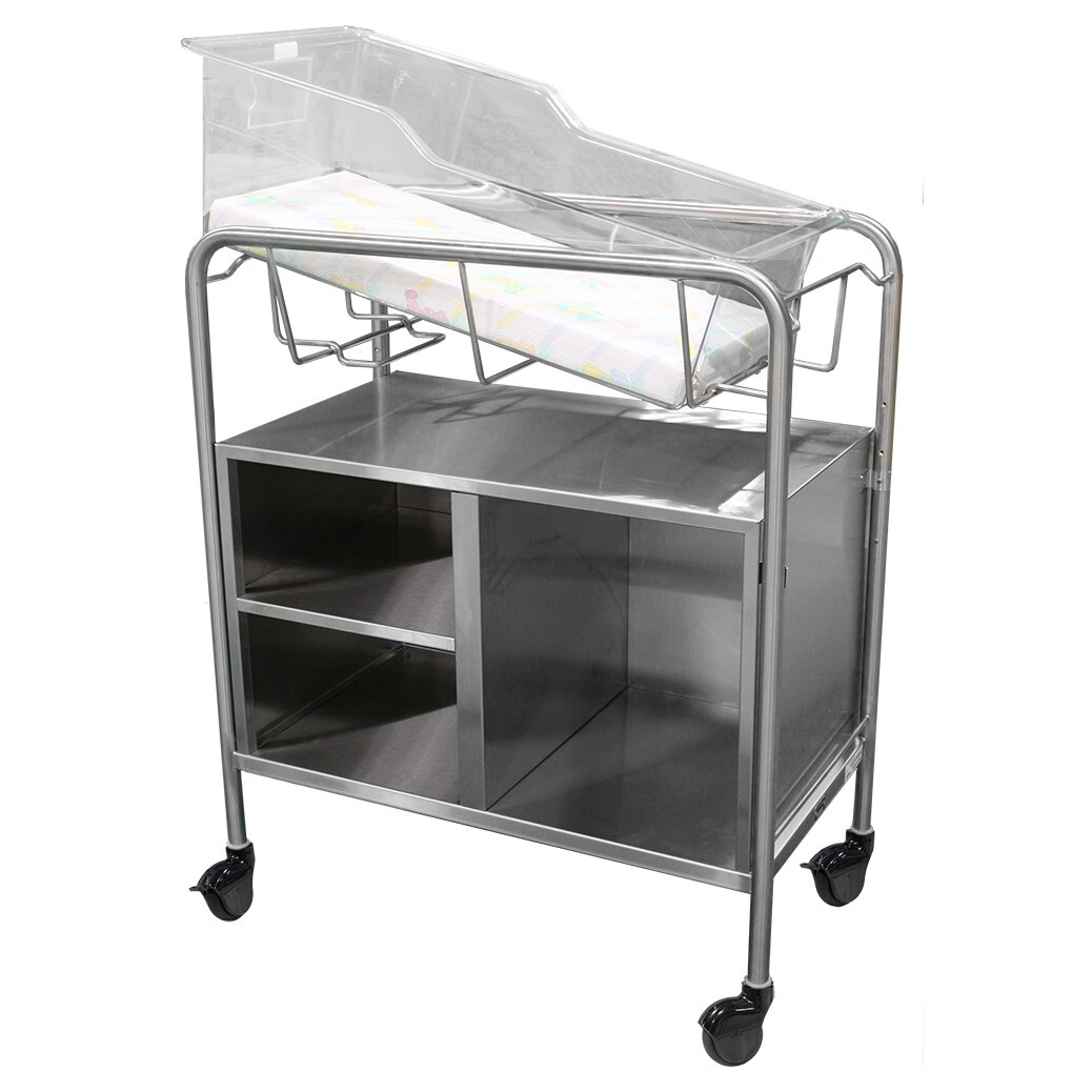 Stainless Steel Hospital Infant Bassinet Novum open cabinet SKU:NBSSxOC
