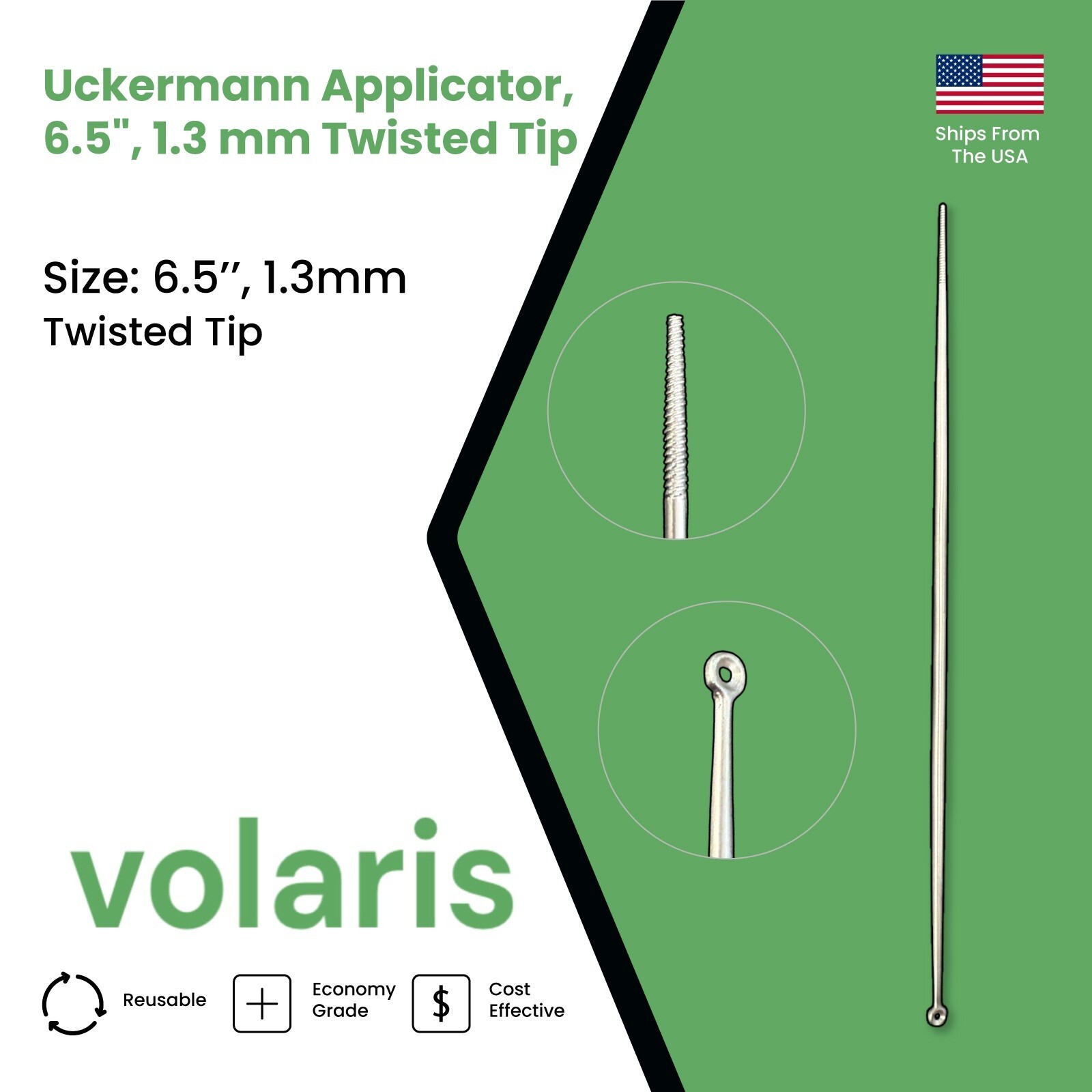Uckermann Applicator, 6.5", 1.3 mm Twisted Tip