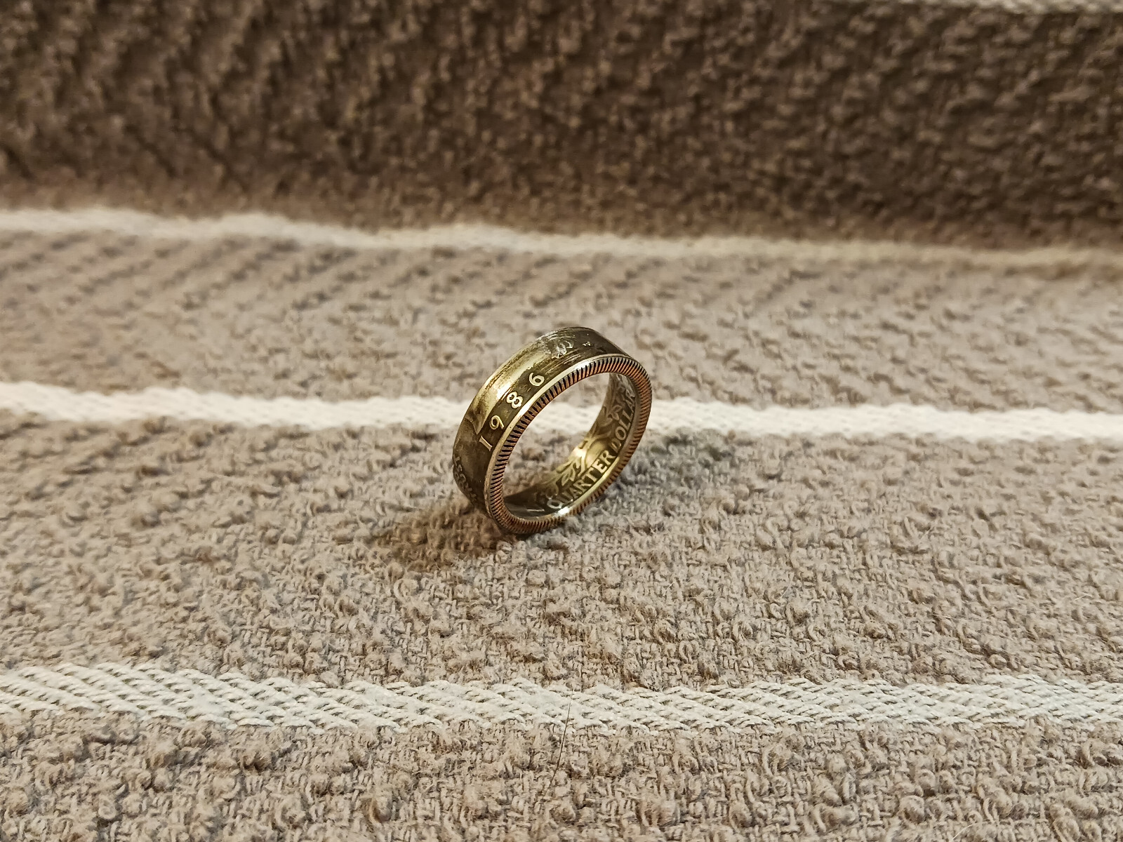 1986 Washington Quarters, Handmade Coin Ring, Size 7