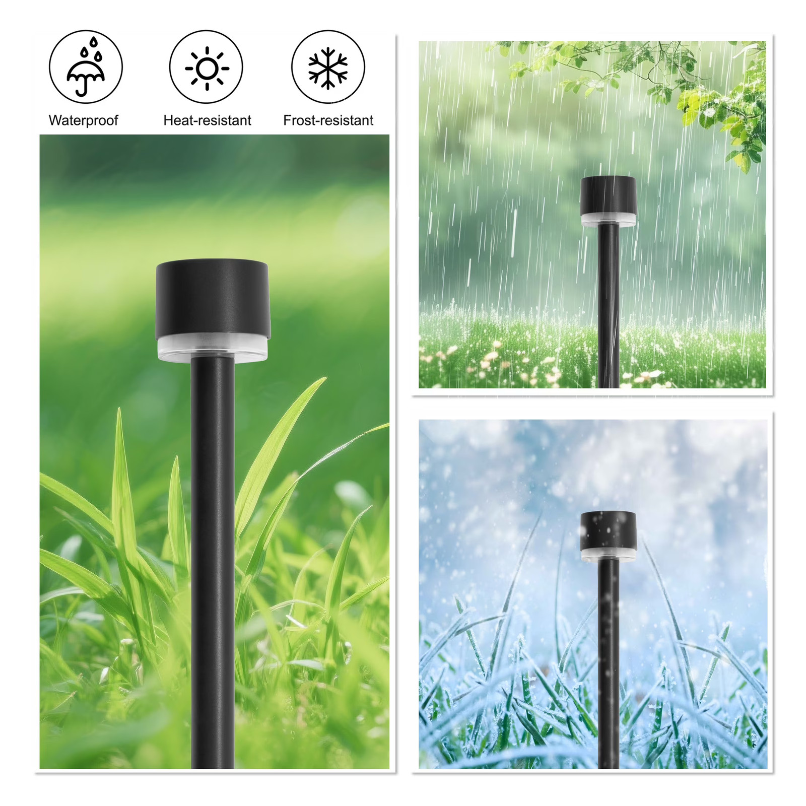 Mainstays Solar LED Column Path Light 6Pk Black 2 Lumen