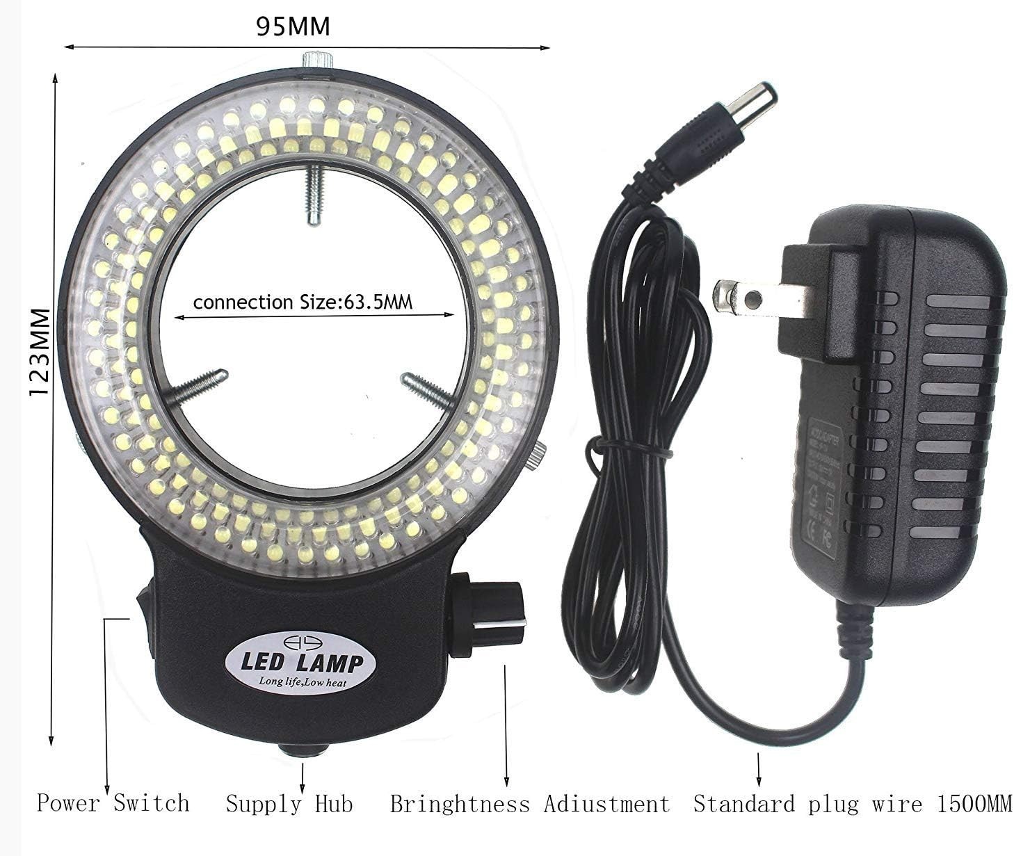 LED-144-ZK Black Adjustable 144 LED Ring Light Illuminator for Stereo Microsc...