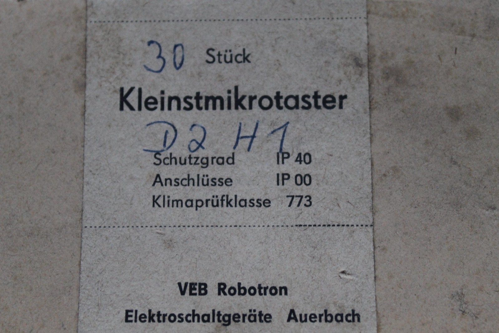 2 Stk. DDR Robotron Kleinstmikrotaster Taster D2H1 D2.H1 IP40 220V~ 1A #AS-A05