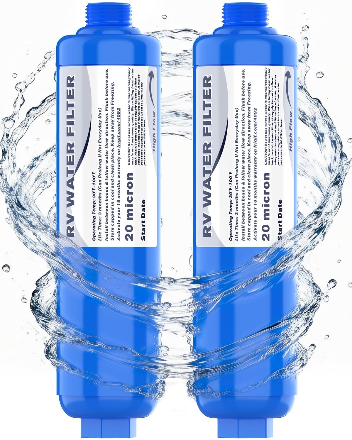 RV Camper Inline Water Filter, 2 Packs Marine Garden Camping Water Hose KDF F...