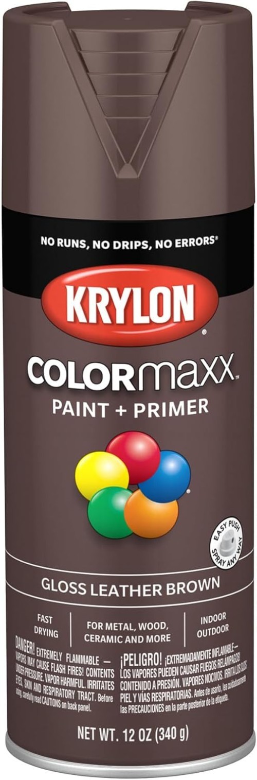Gloss Leather Brown Spray Paint, 12 oz. - Quick Drying and Durable