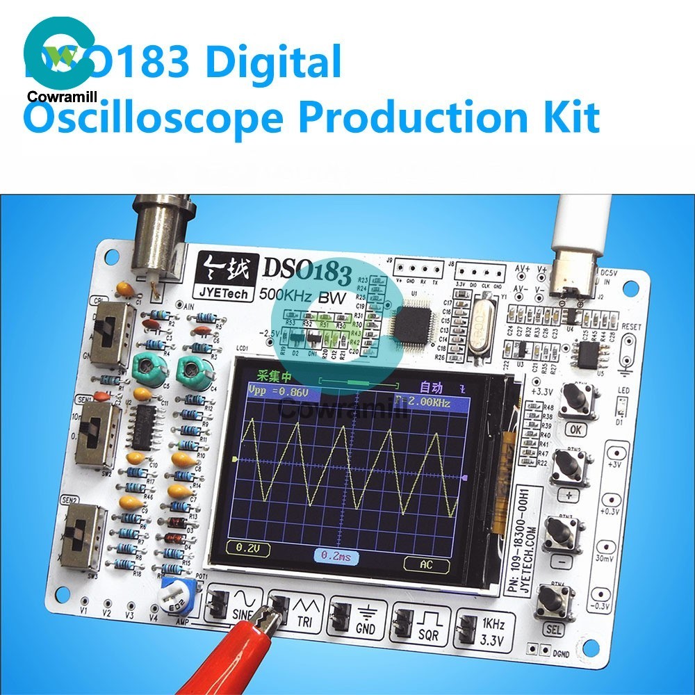 DIY DC5V DSO183 Digital Oscilloscope DIY Electronic Kit Teaching 0-500KHz Type C