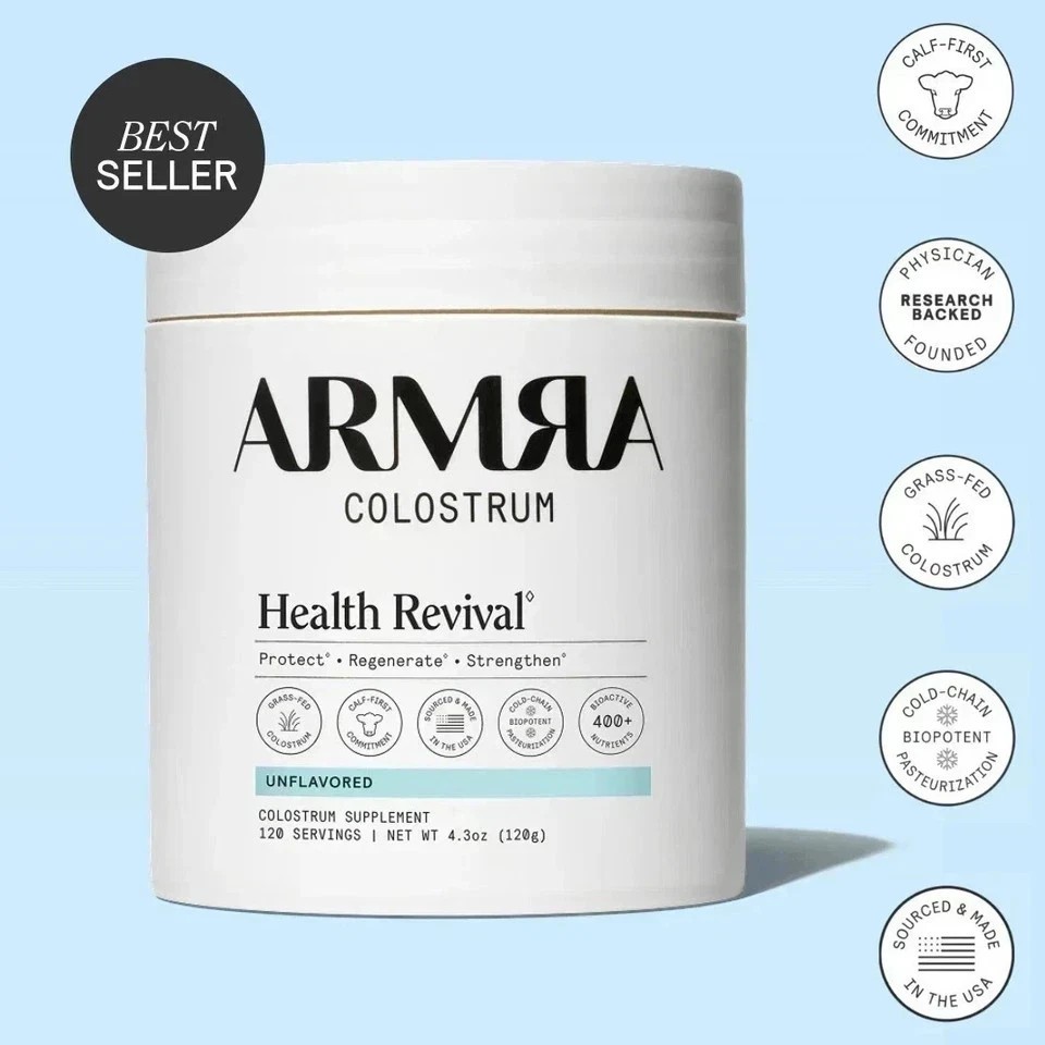 ARMRA Grass-Fed Colostrum Superfood – Immune Health Revival, Unflavored 120g Jar