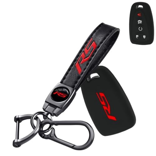 Silicone key fob cover with Key chain Compatible with Camaro Malibu Cruze R-red