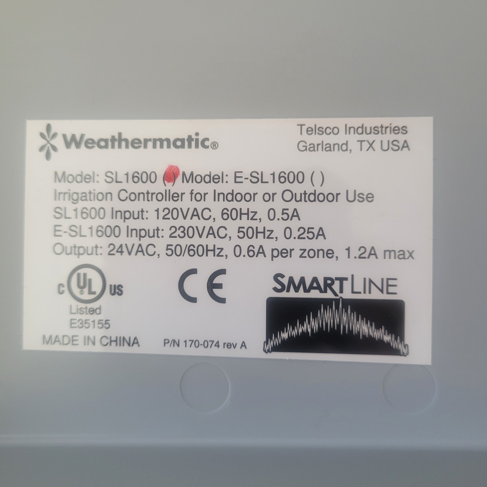 Weathermatic Smartline SL1600 Irrigation Sprinkler Controller