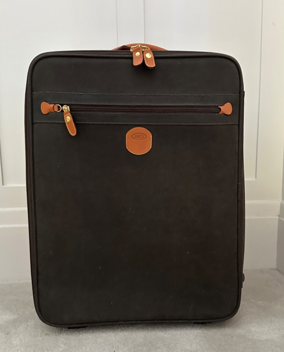 NEW 2000s Bric's Luggage 21.75" Carry On Roller Classic GREEN Tuscan Cognac Trim