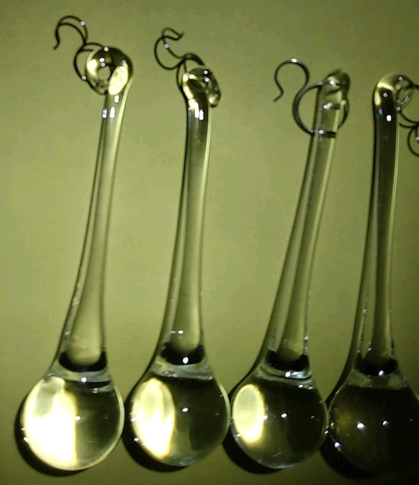 TEARDROP CLEAR GLASS CRYSTAL WIDE CHANDELIER LAMP PRISMS (5)