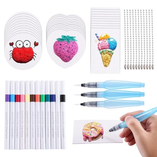 Magic Foam Texture Painting Kit,3D Magic Puffy Paint Including 30Pcs Foam