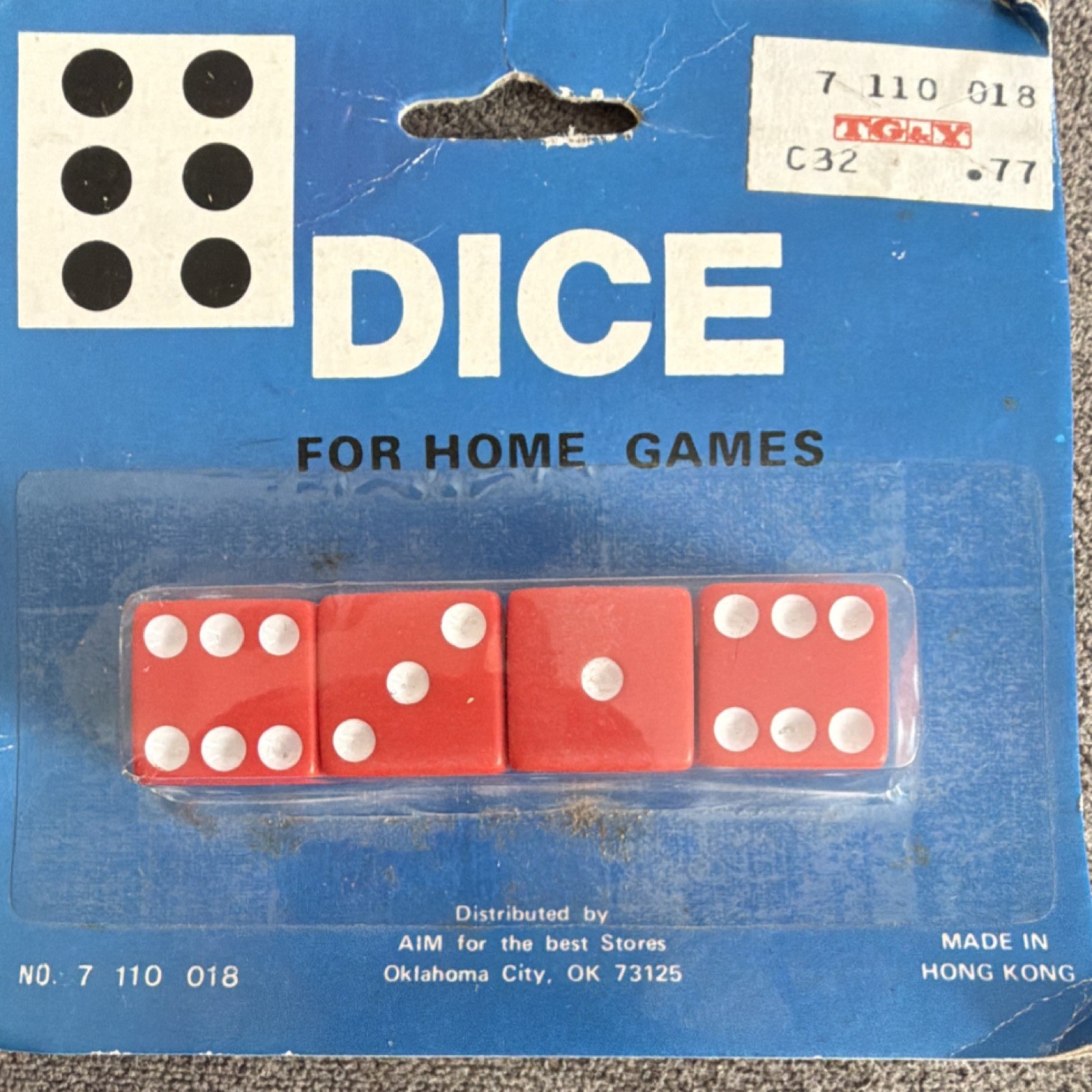 AIM Red White Plastic Dice 4 Pack NIP-preowned