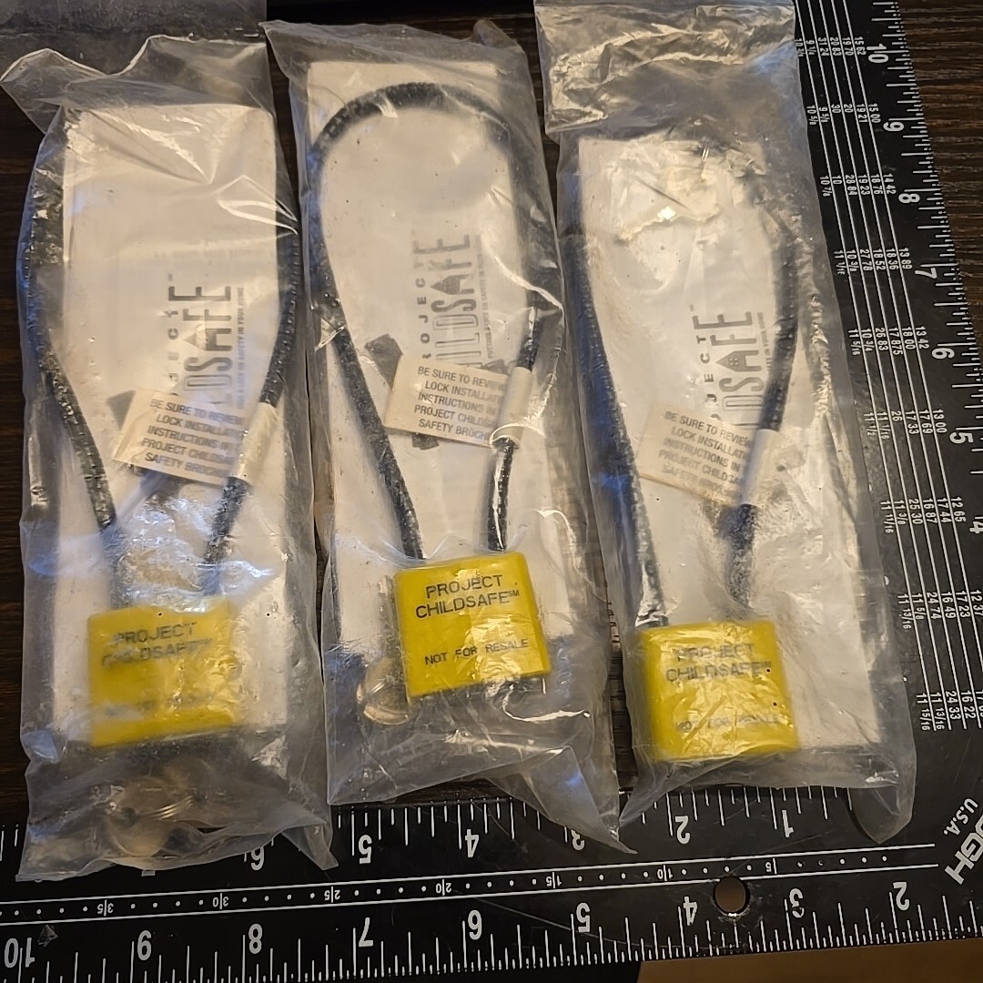 (3) NEW Project Childsafe Cable Style Gun Lock with 2 Keys , Sealed Package