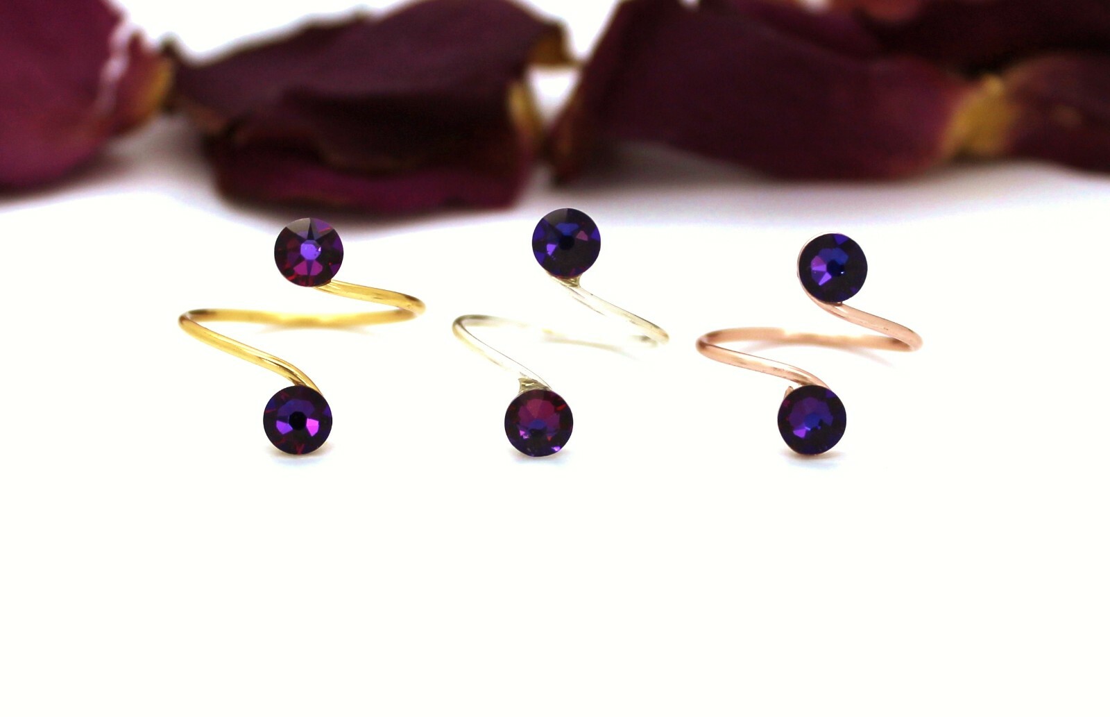 Adjustable Toe Rings Choose Your Finish made with Volcano Swarovski Elements