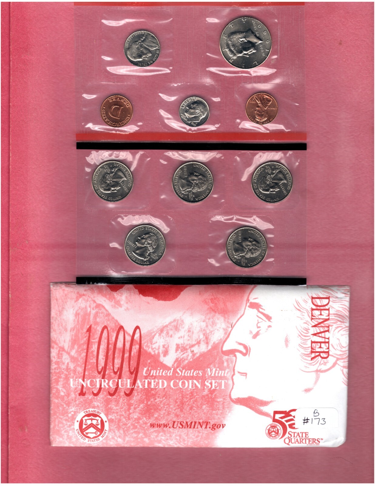 1999 U.S. MINT UNCIRCULTED COIN SET ACTUAL SET #b173