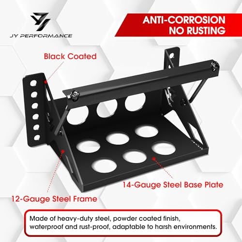 Metal Battery Tray Box, Universal Metal Steel Bolt-in Battery Mounting Black