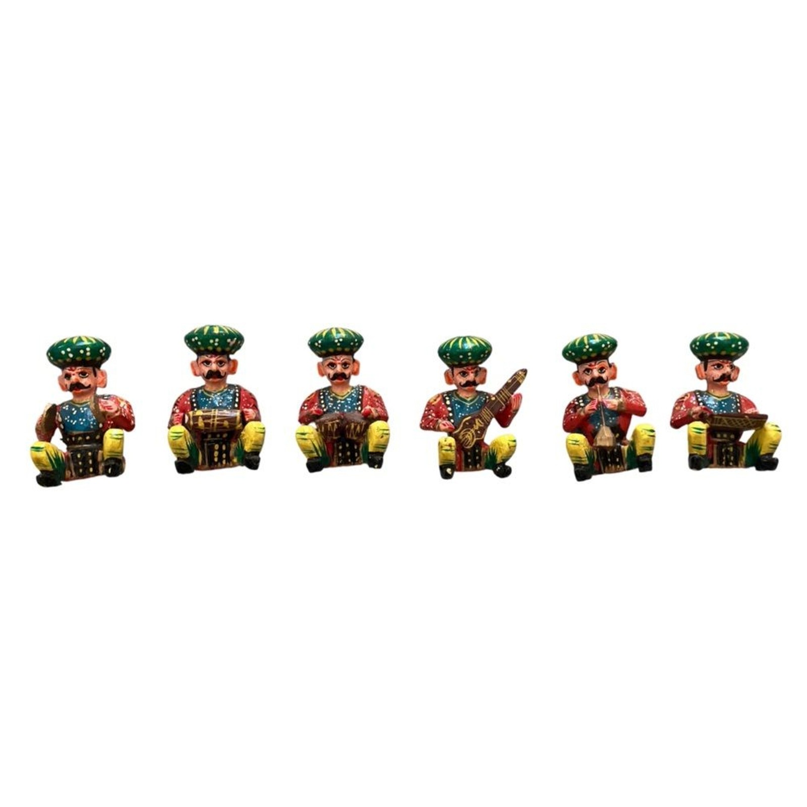 Antique Rajasthani Musician Figurines Set of 6 Bawla