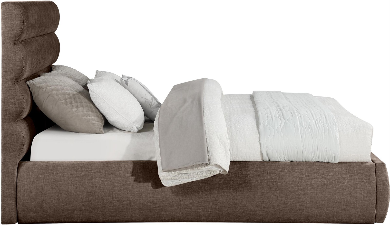 Meridian Furniture Adam Brown Chenille Fabric Queen Bed