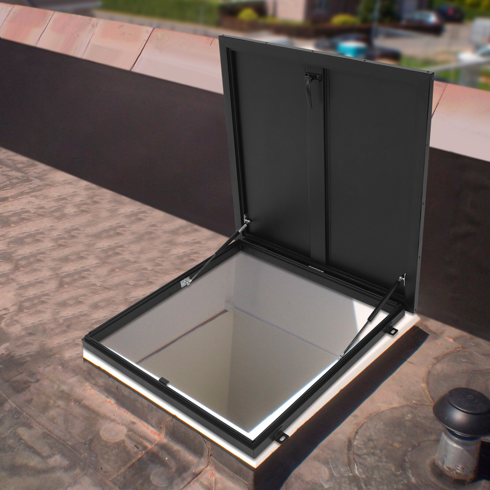 31.5'' L X 31.5'' W Roof Hatch Roof Access Hatch 90° Roof Security Door Black