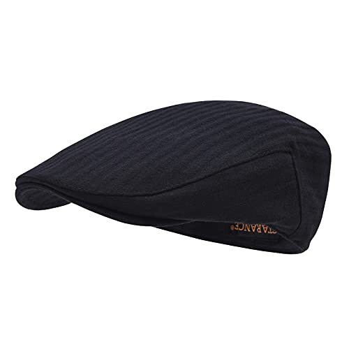 STARANCE Men Hat Wool Blend Newsboy Ivy Hat Tweed Flat Cap 7 1/4 Black